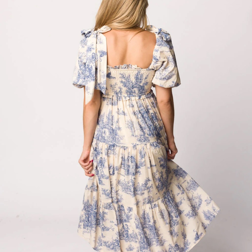 Worth Collective Elena Smocked Midi Dress Size L - Picture 5 of 7